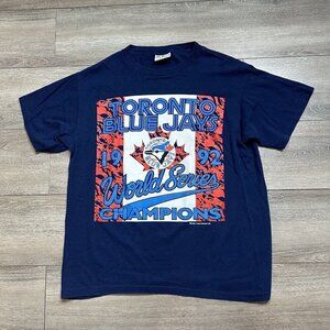 Toronto Blue Jays World Series Champions 1992 Vintage Blue  T-Shirt Size Large